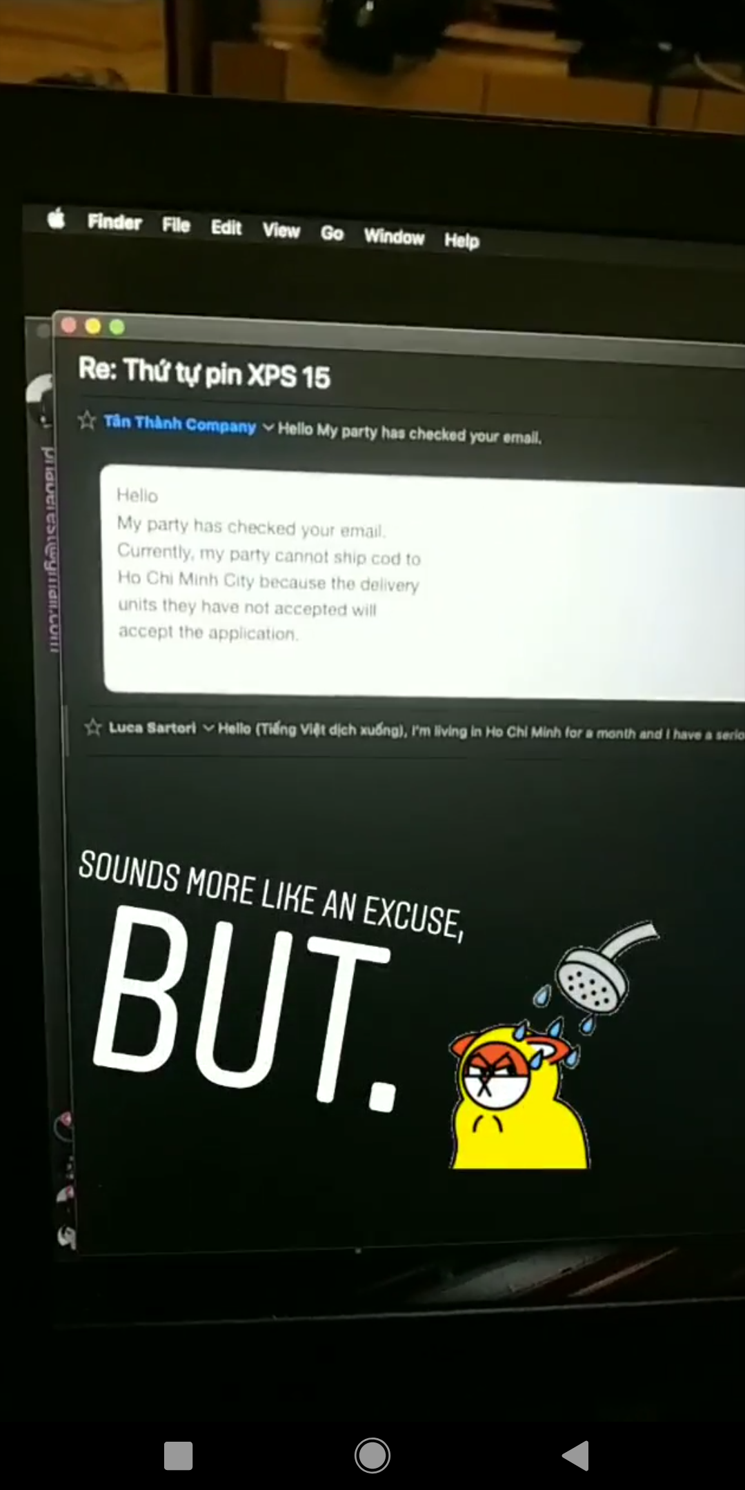 Via email mi dicono che non spediscono a Ho Chi
                           Minh ma sembra un po' una scusa