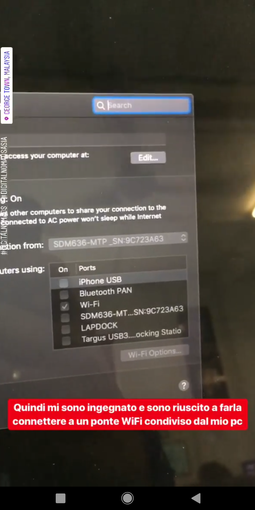 poi ho fatto ponte sulla vifi del
            mio portatile